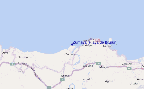 Zumaya (Playa de Itxurun) location map