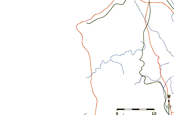 Estradas e rios ao redor Cachagua