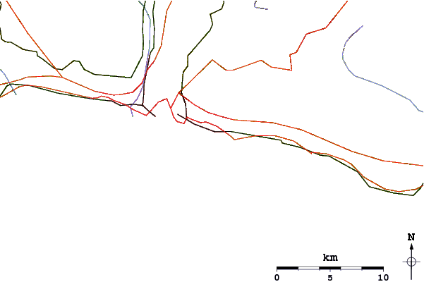 Estradas e rios ao redor Capo Marina