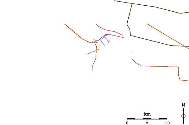 Estradas e rios ao redor Caves