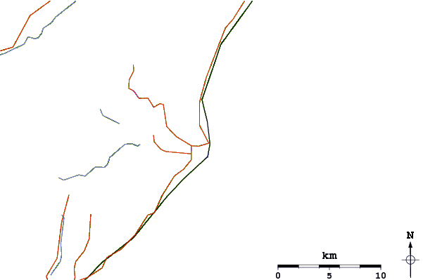 Estradas e rios ao redor Clarence River
