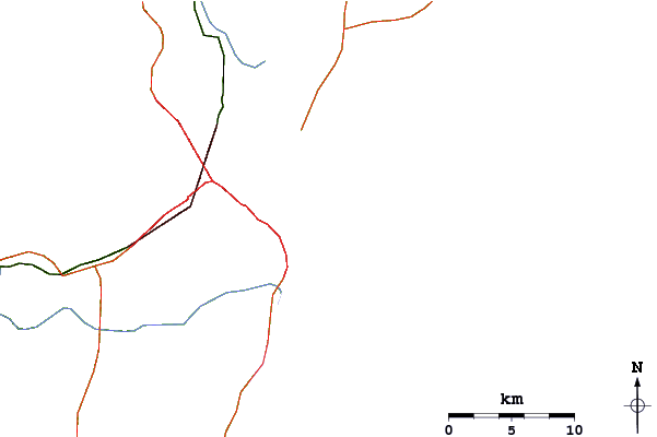 Estradas e rios ao redor Coral Dois