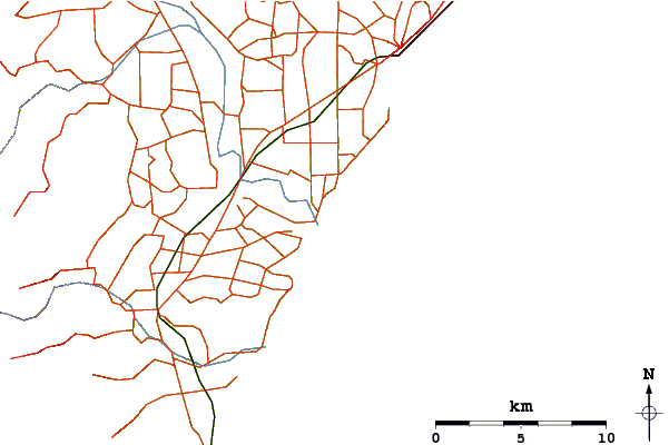 Estradas e rios ao redor Crossroads