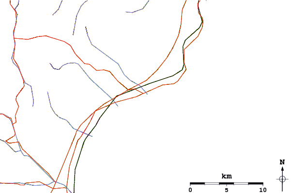 Estradas e rios ao redor Finale Ligure