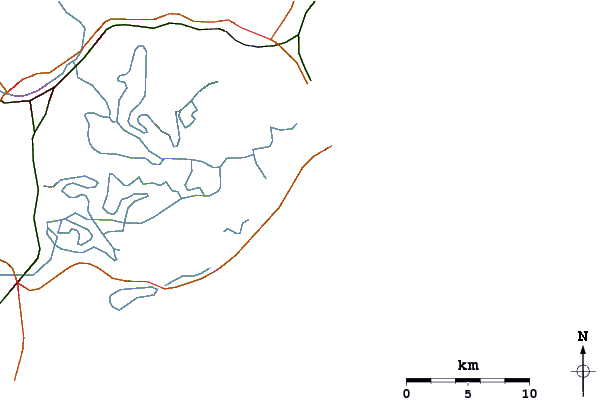 Estradas e rios ao redor Galheta do Norte