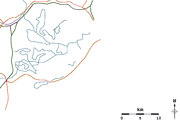 Estradas e rios ao redor Galheta do Sul