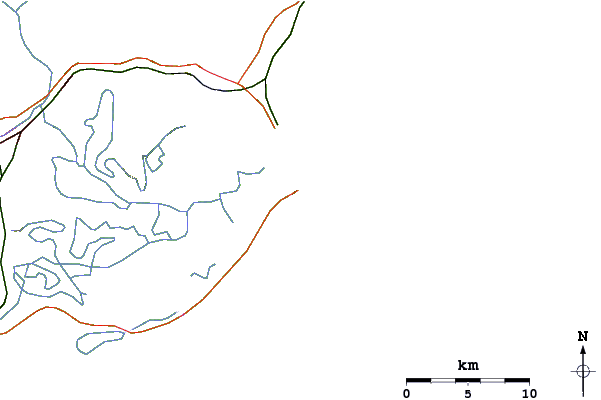 Estradas e rios ao redor Gravata