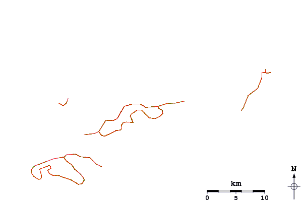 Estradas e rios ao redor Josiahs Bay