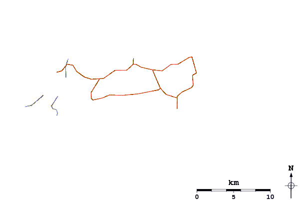 Estradas e rios ao redor Margidore (Elba)