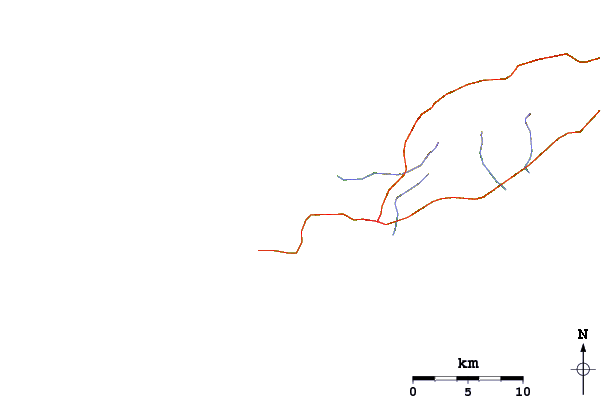 Estradas e rios ao redor Mount Irvine