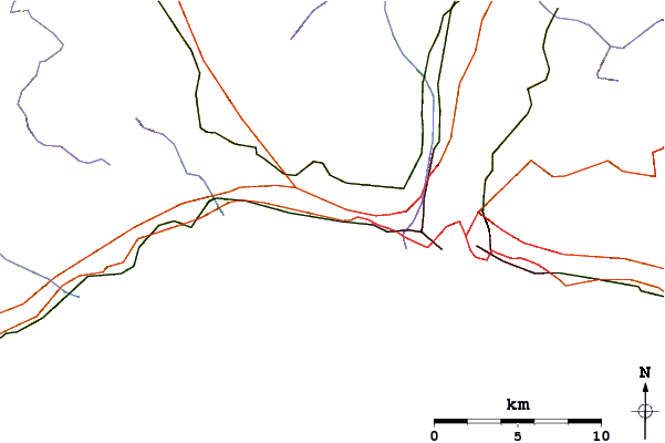 Estradas e rios ao redor Multido (Genoa)