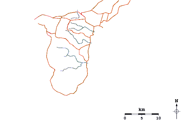 Estradas e rios ao redor Pickop's Point