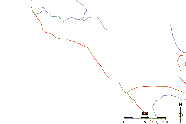 Estradas e rios ao redor Pico Creek