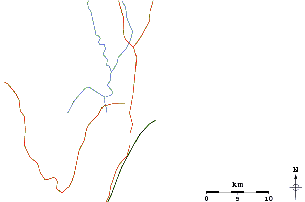 Estradas e rios ao redor Praia d'Agua