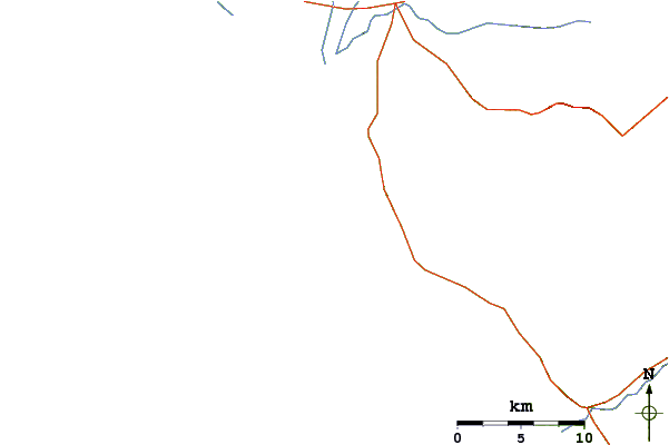 Estradas e rios ao redor Punta Cabeza Negra