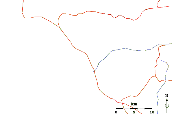 Estradas e rios ao redor Tamghart