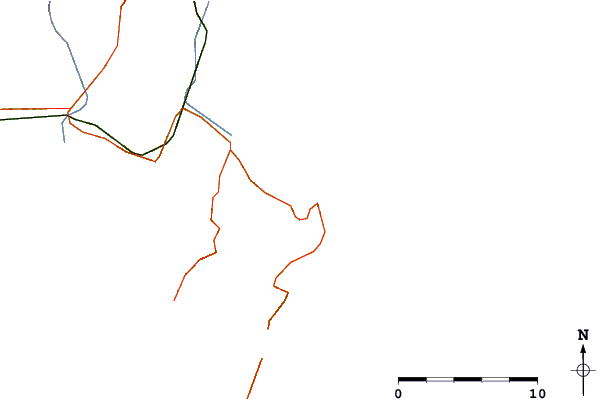 Estradas e rios ao redor Tuahuru Reefs
