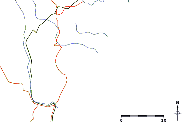 Estradas e rios ao redor Waipatiki