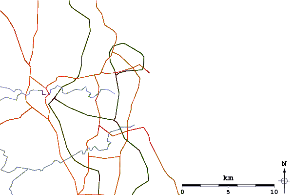 Estradas e rios ao redor Wansbeck Estuary