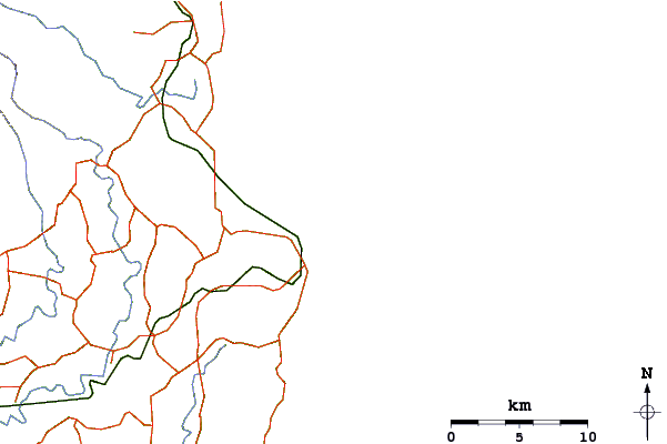 Estradas e rios ao redor Wategos