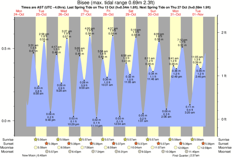 Gráficos da maré para Bisee, perto do spot de surf de Commaret Point