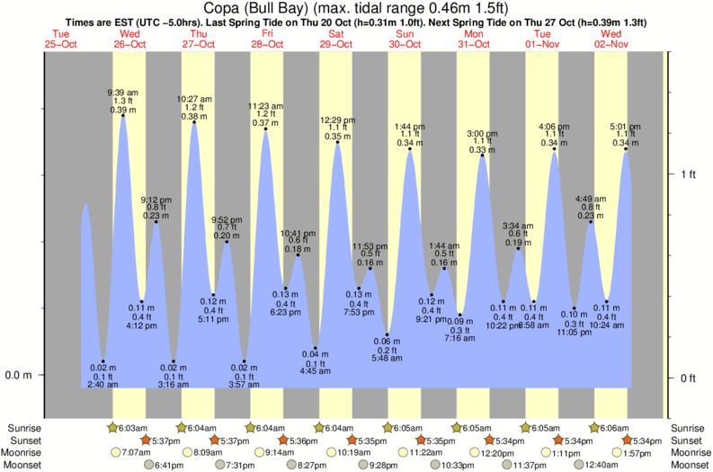 tide graph for Copa (Bull Bay) surf break
