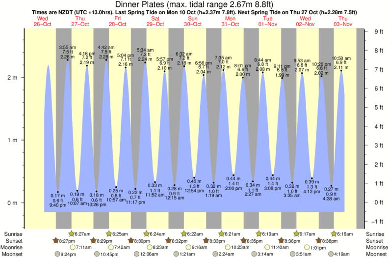 tide graph for Dinner Plates surf break
