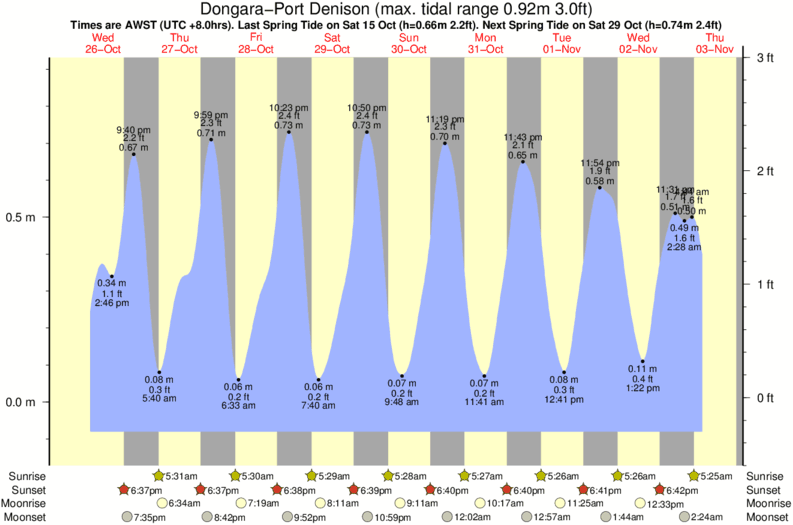 tide graph for Dongara-Port Denison surf break