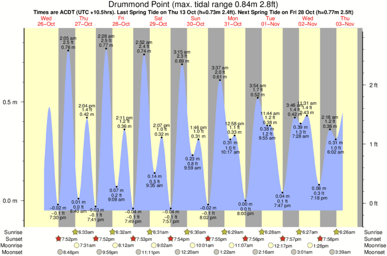 tide graph for Drummond Point surf break