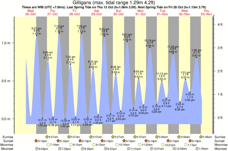 tide graph for Gilligans surf break