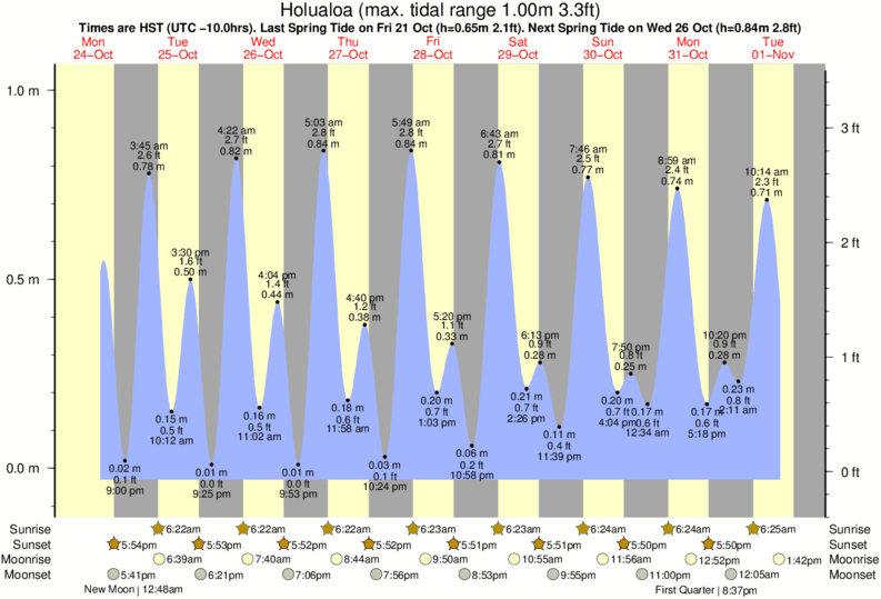 Gráficos da maré para Holualoa, perto do spot de surf de Disappearing Sands