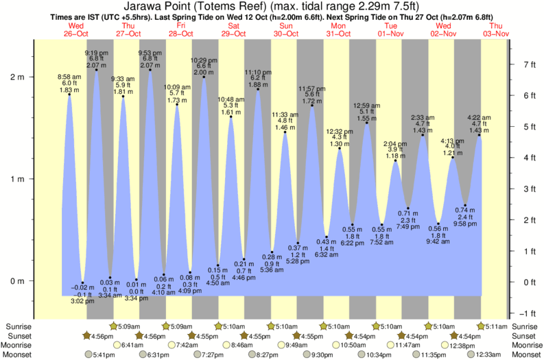 tide graph for Jarawa Point (Totems Reef) surf break