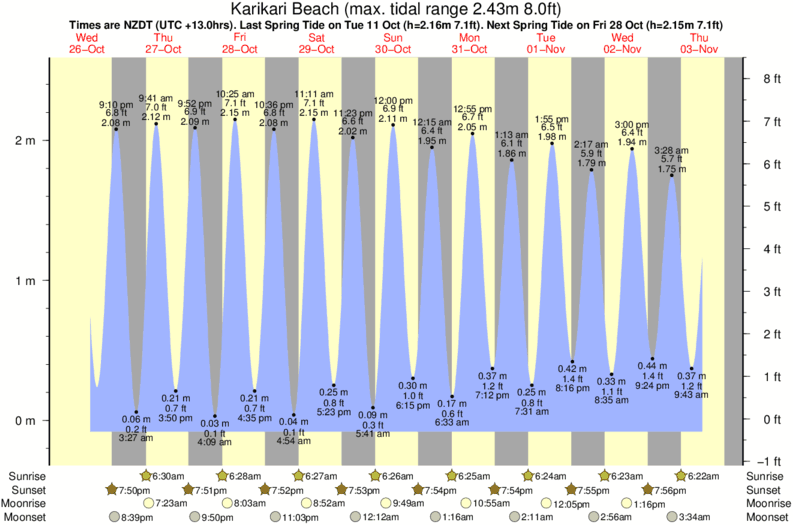 tide graph for Karikari Beach surf break