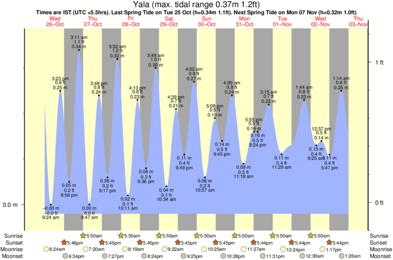 tide graph for Yala surf break