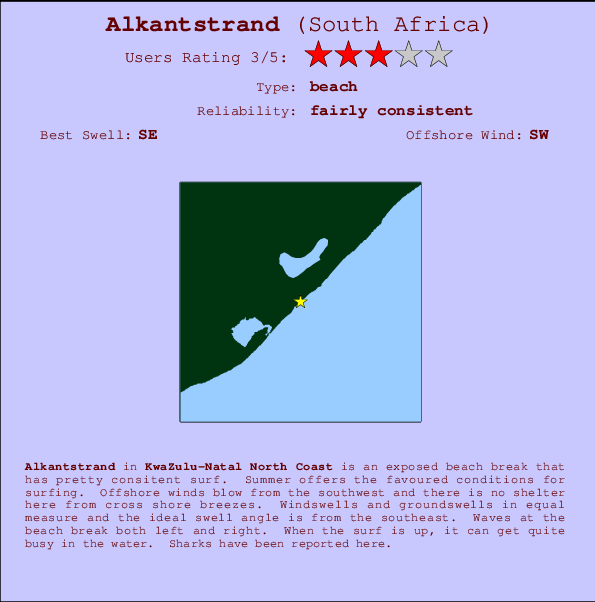 Alkantstrand mapa de localização e informação de surf