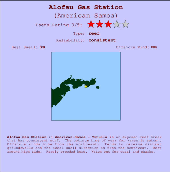 Alofau Gas Station mapa de localização e informação de surf