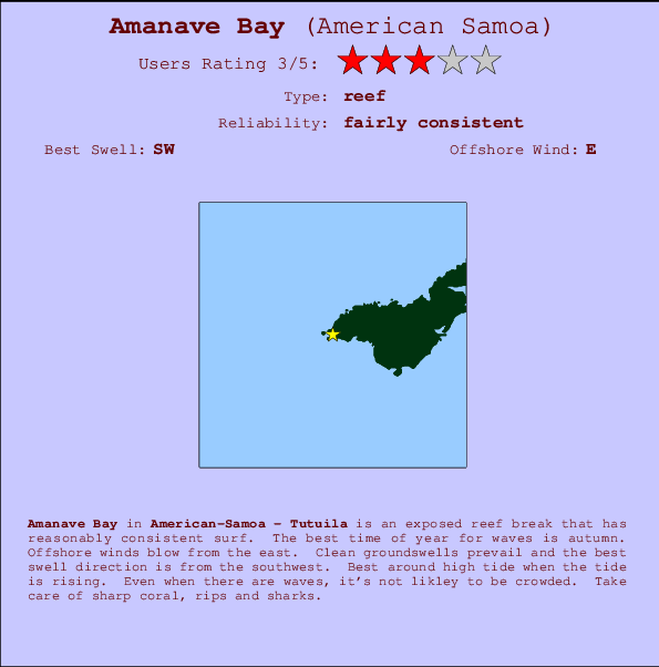 Amanave Bay mapa de localização e informação de surf