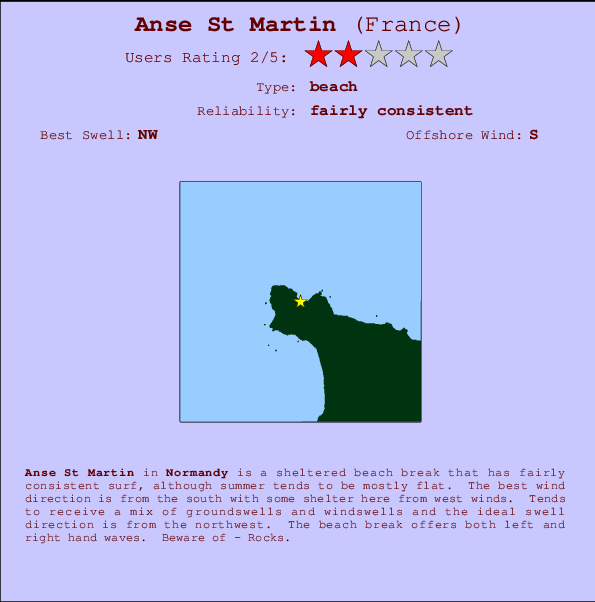 Anse St Martin mapa de localização e informação de surf