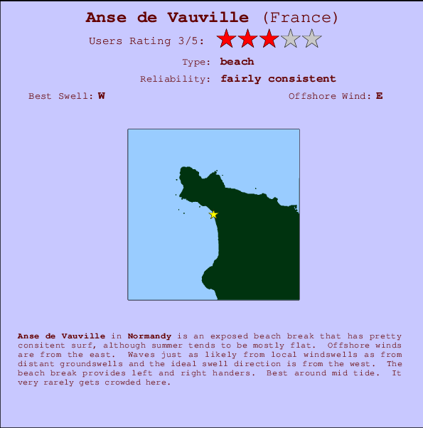 Anse de Vauville mapa de localização e informação de surf