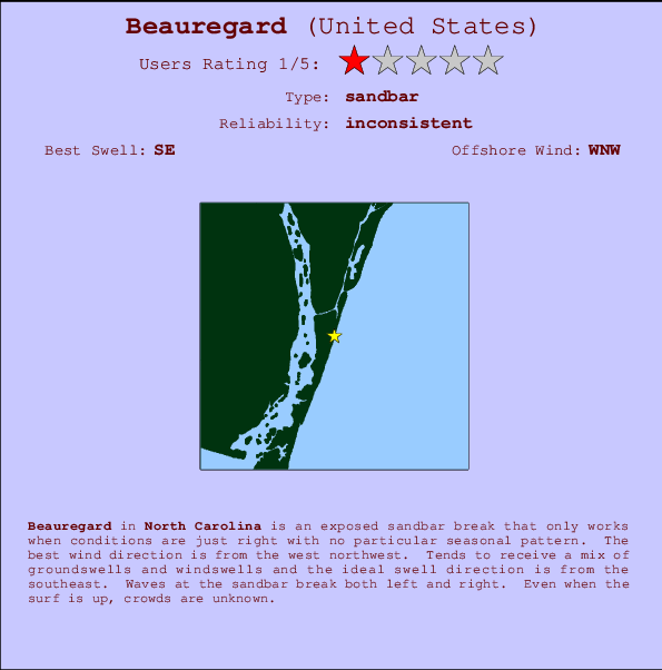 Beauregard mapa de localização e informação de surf