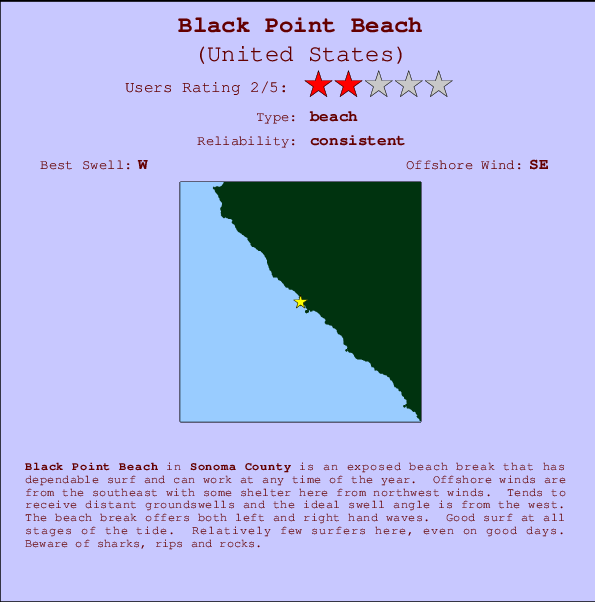 Black Point Beach mapa de localização e informação de surf