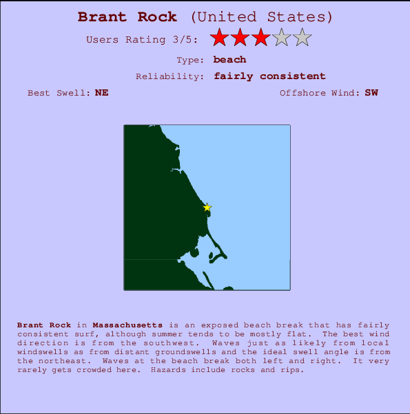 Brant Rock mapa de localização e informação de surf