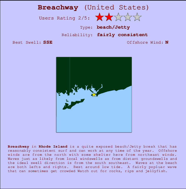 Breachway mapa de localização e informação de surf