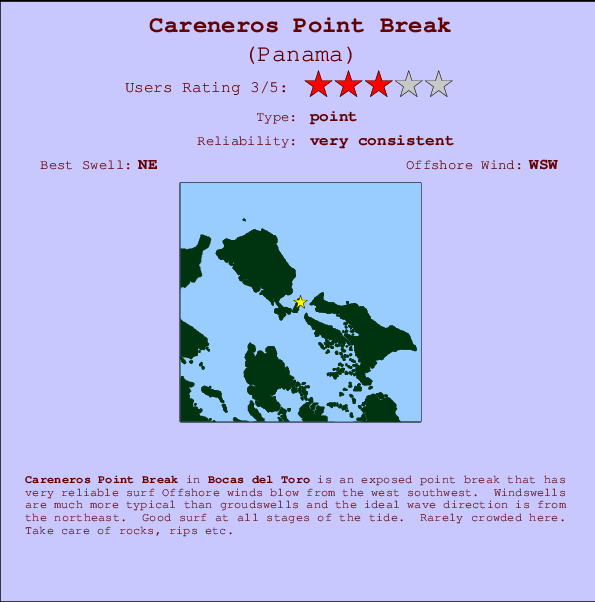 Careneros Point Break mapa de localização e informação de surf