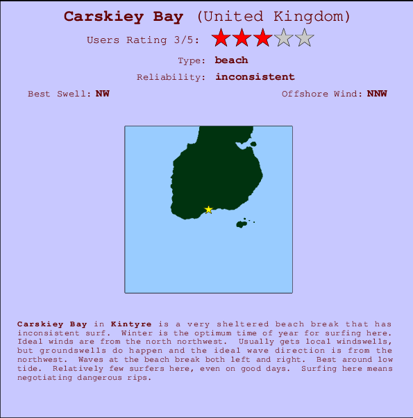Carskiey Bay mapa de localização e informação de surf