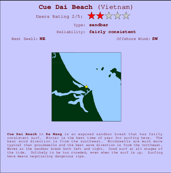 Cue Dai Beach mapa de localização e informação de surf