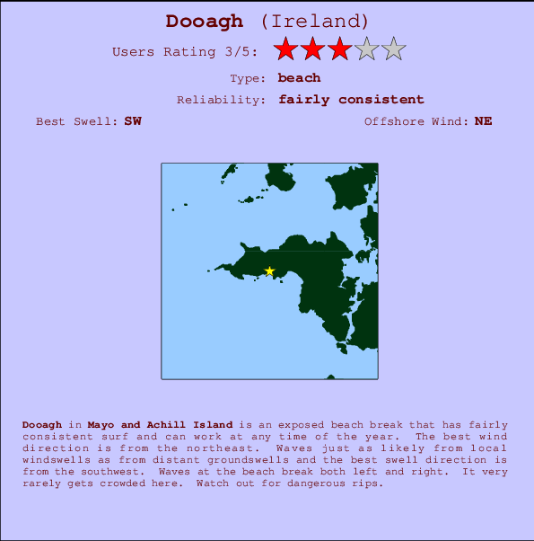 Dooagh mapa de localização e informação de surf