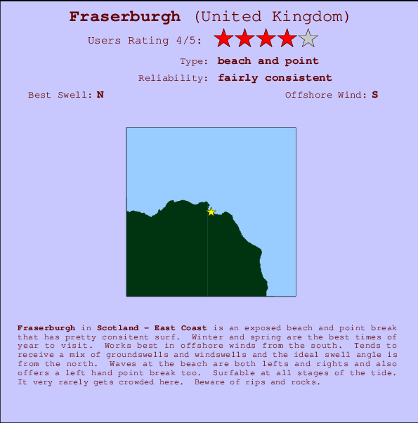 Fraserburgh mapa de localização e informação de surf