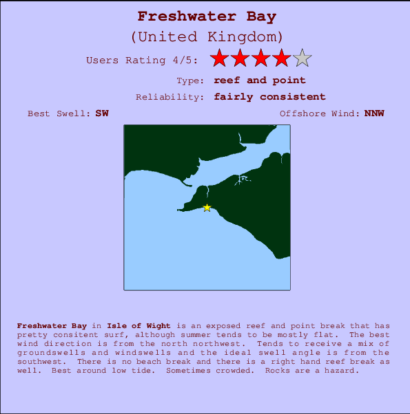 Freshwater Bay mapa de localização e informação de surf