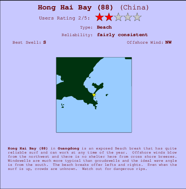 Hong Hai Bay (88) mapa de localização e informação de surf